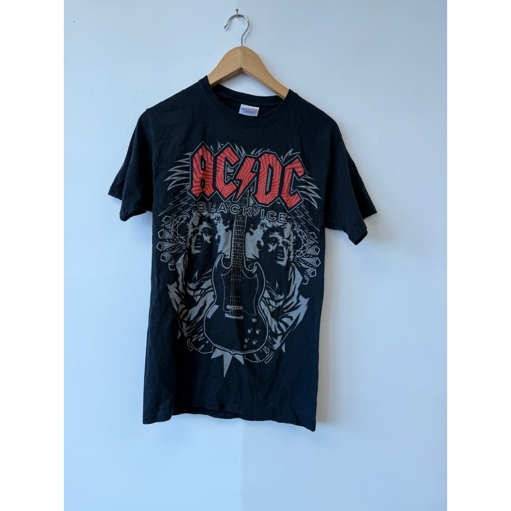 Vintage ACDC Black Ice‎ Shirt Mens Small Band Rock Concert Tour Tee Hanes Y2K